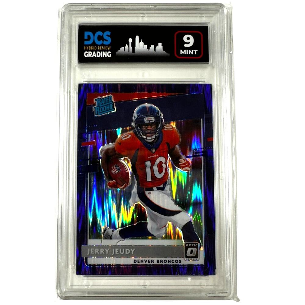 Donruss Optic 2020 Rated Rookie Purple Shock DCS Graded Mint 9 Jerry Jeudy